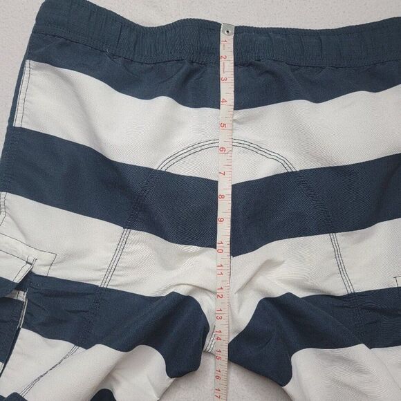 H&M Cargo Swim Trunks Men's Size Medium Blue White Striped Lined - Picture 5 of 9